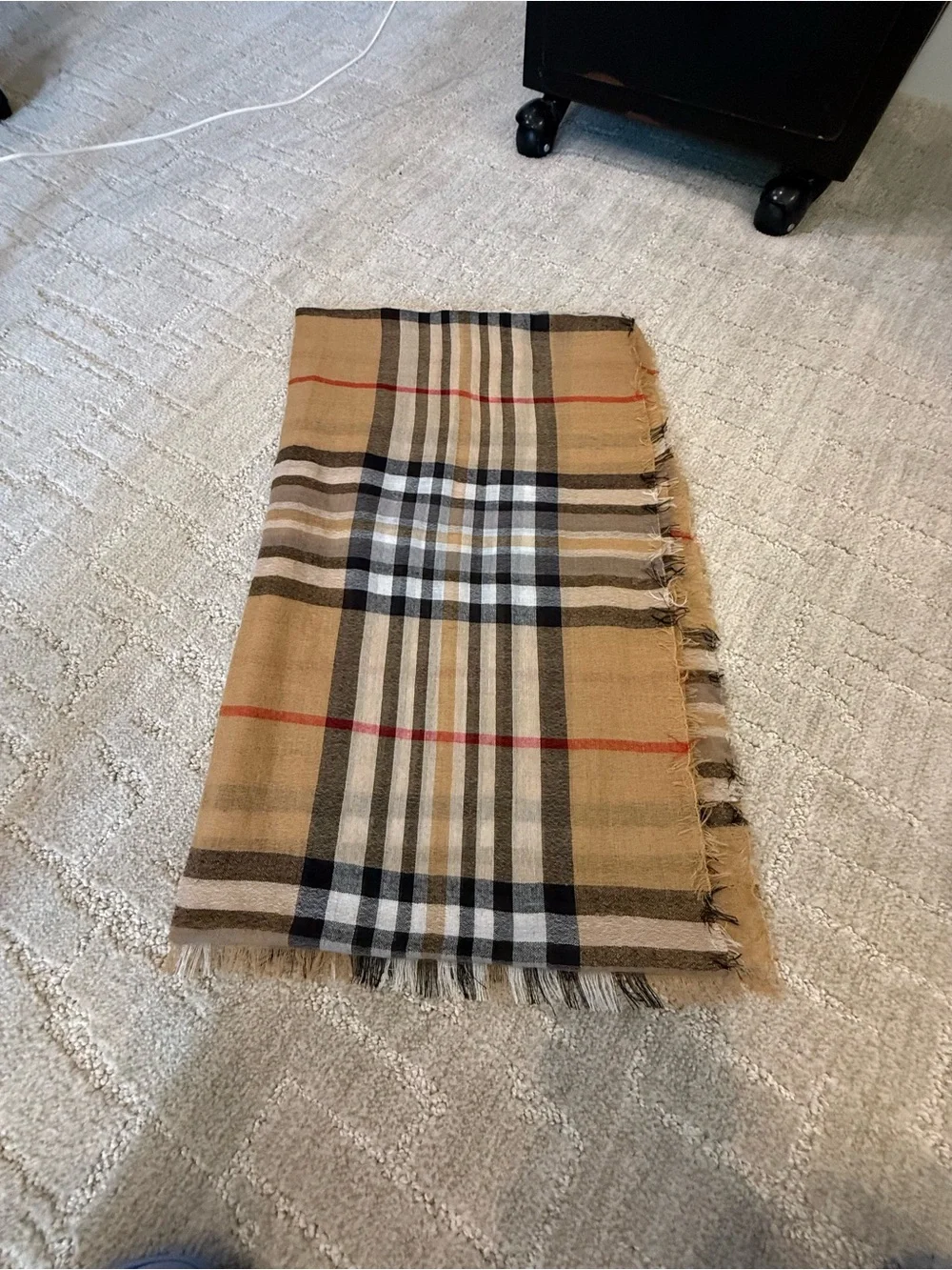 Classic Plaid Fringe Throw Blanket - Beige